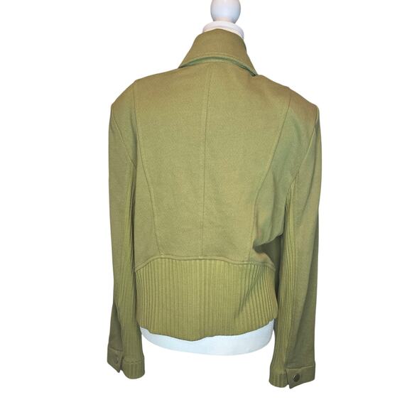 Cabi 6470 Road Trip Cotton‎ Jacket Womens Asymmetrical Zip Green Fall Size L - Picture 4 of 7